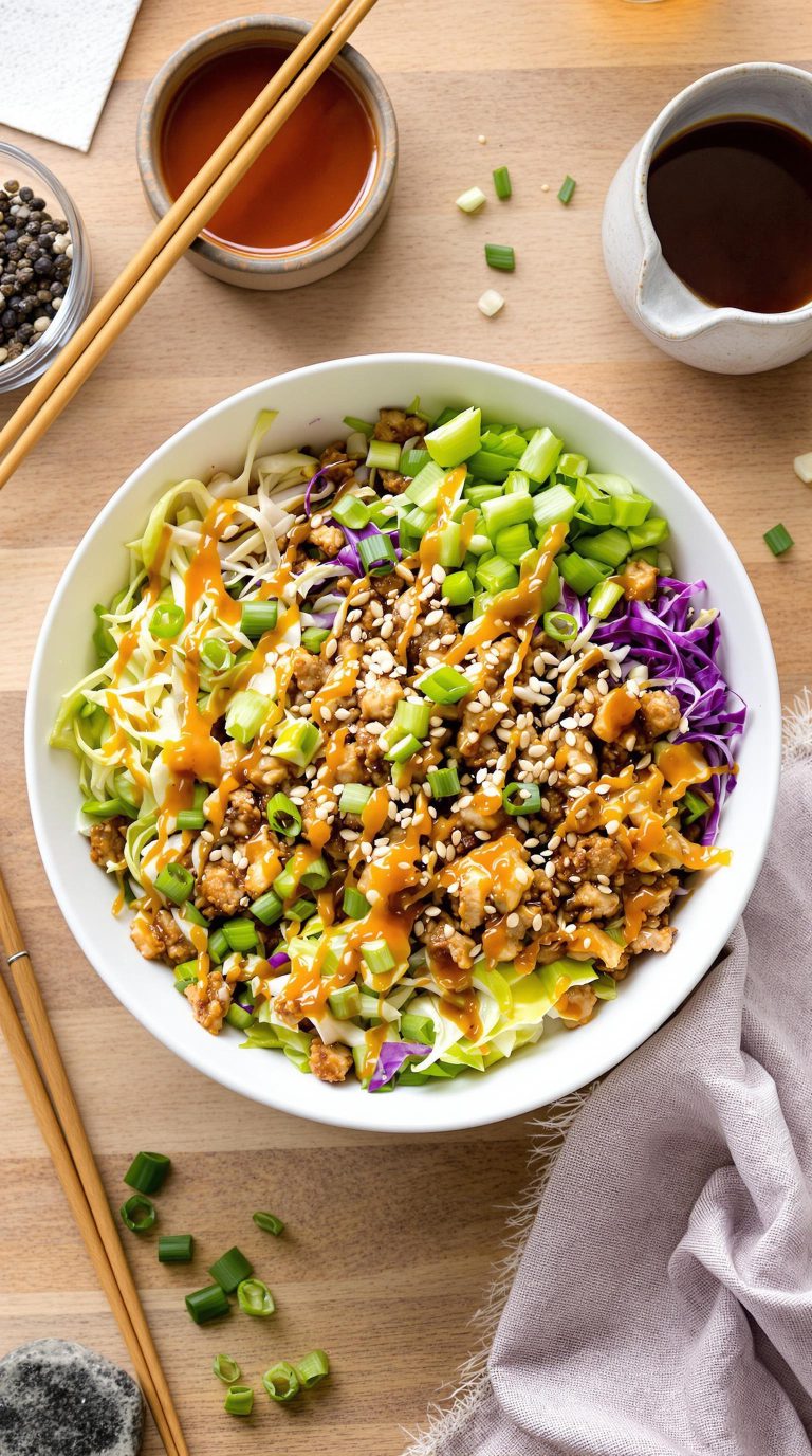 asian inspired egg roll bowl