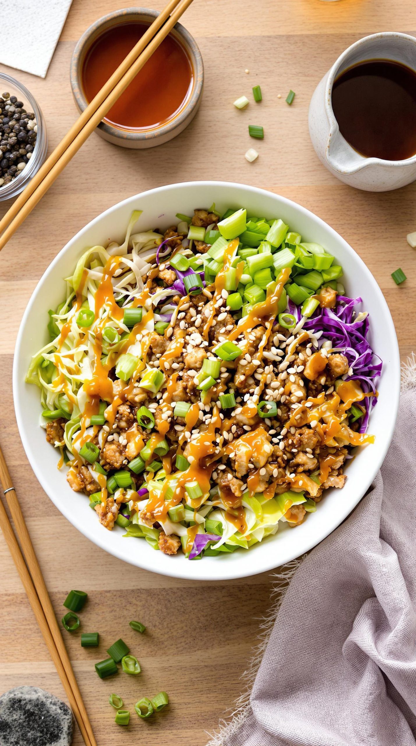 asian inspired egg roll bowl