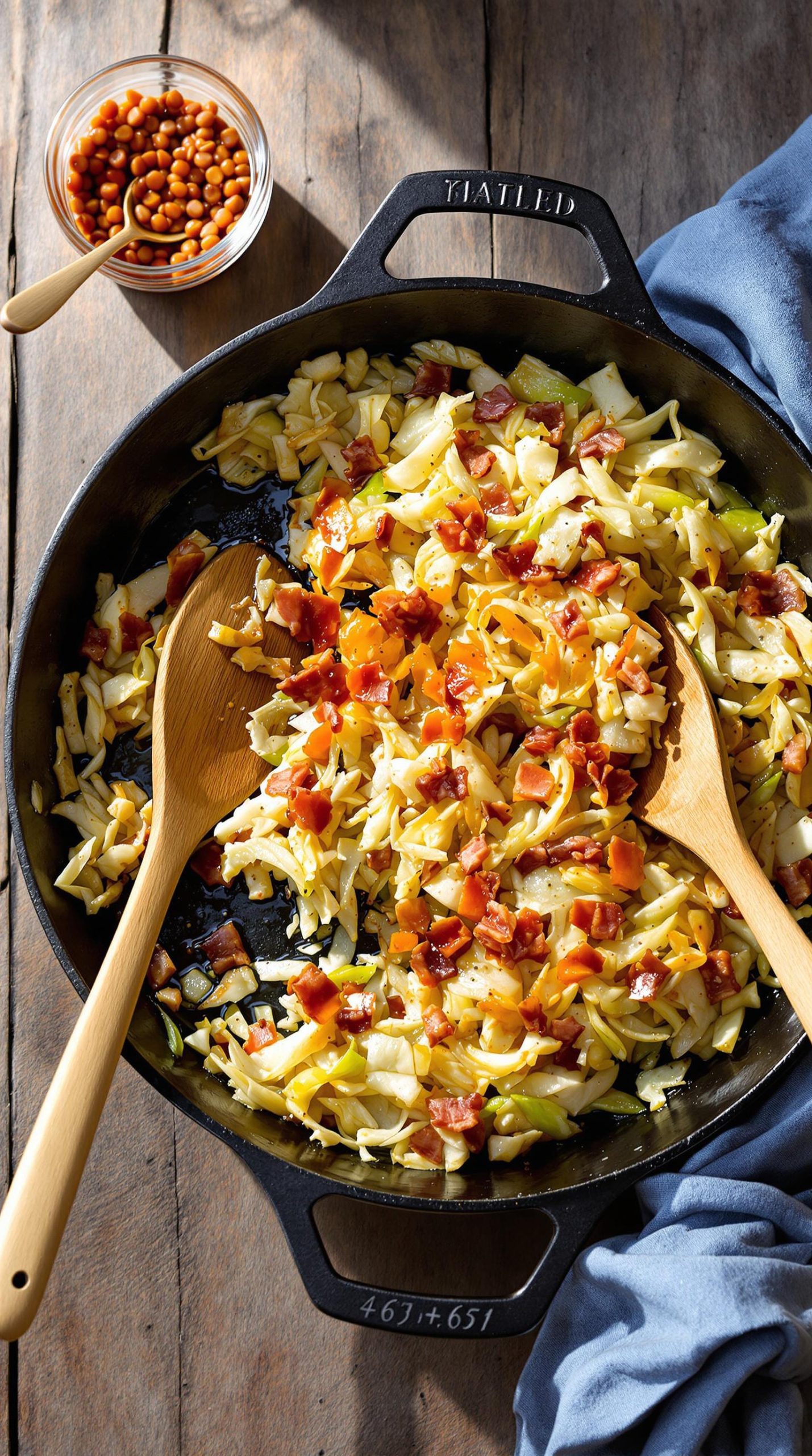 bacon fried cabbage with spice