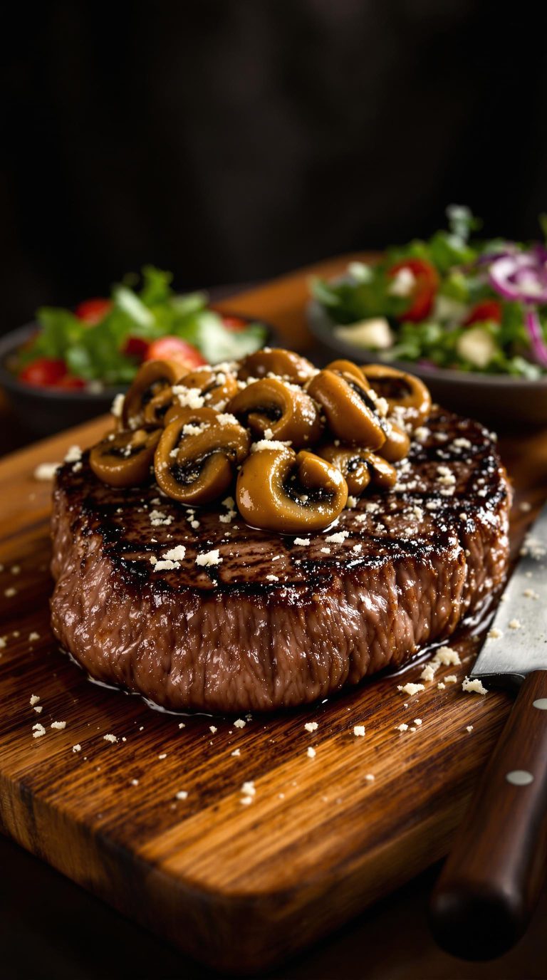 butter mushroom ribeye steak