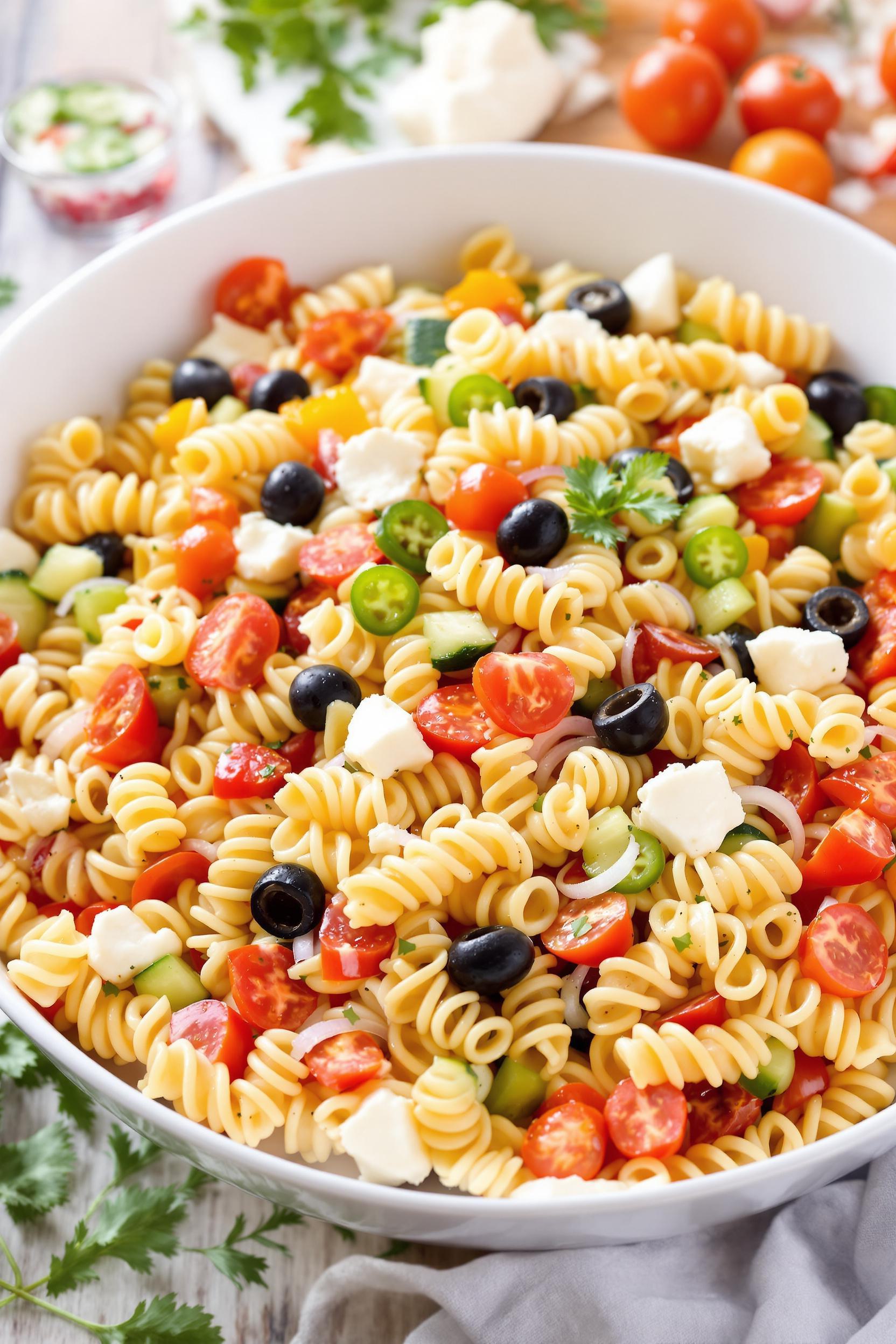 colorful veggie pasta salad