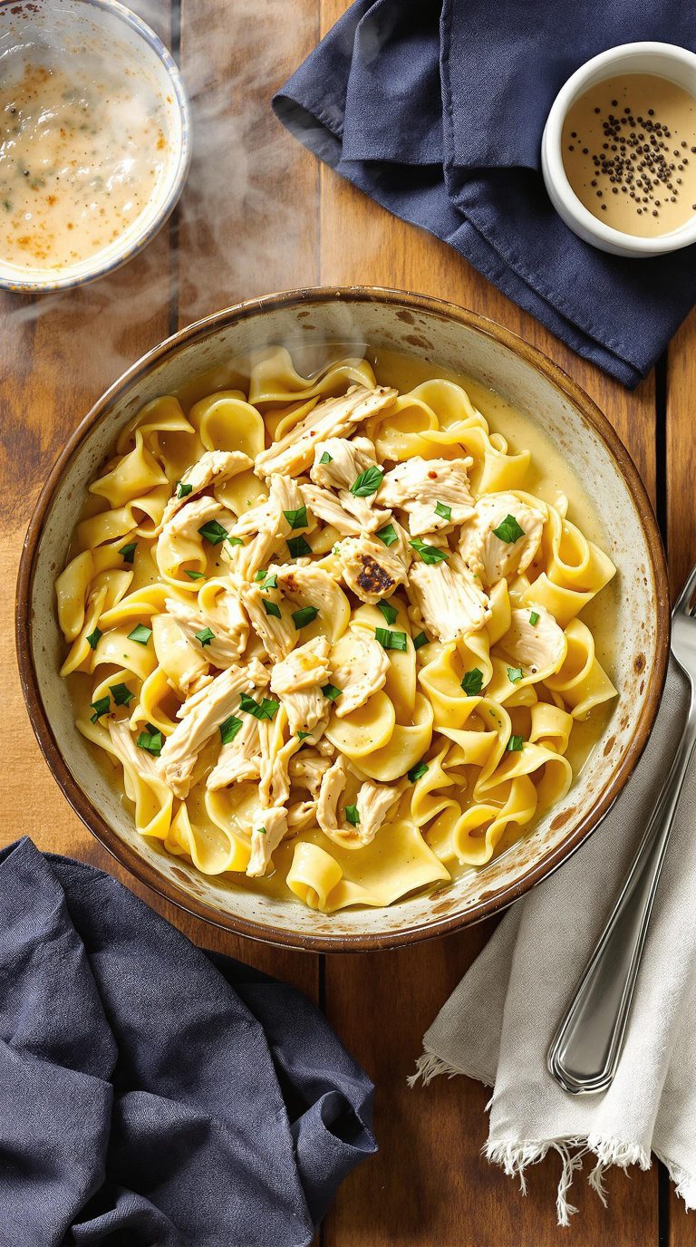 comforting chicken noodle dish
