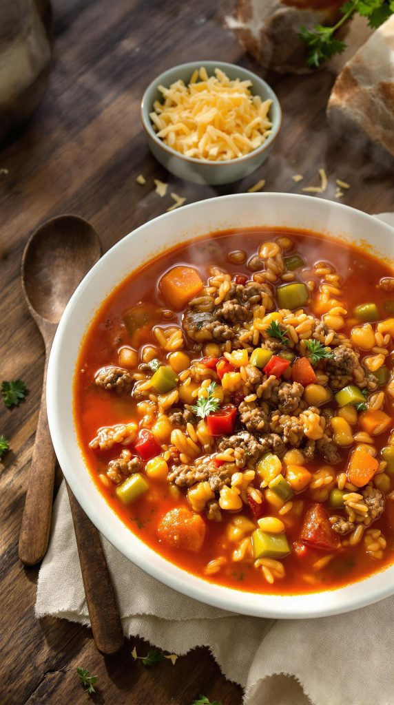 comforting stuffed pepper soup