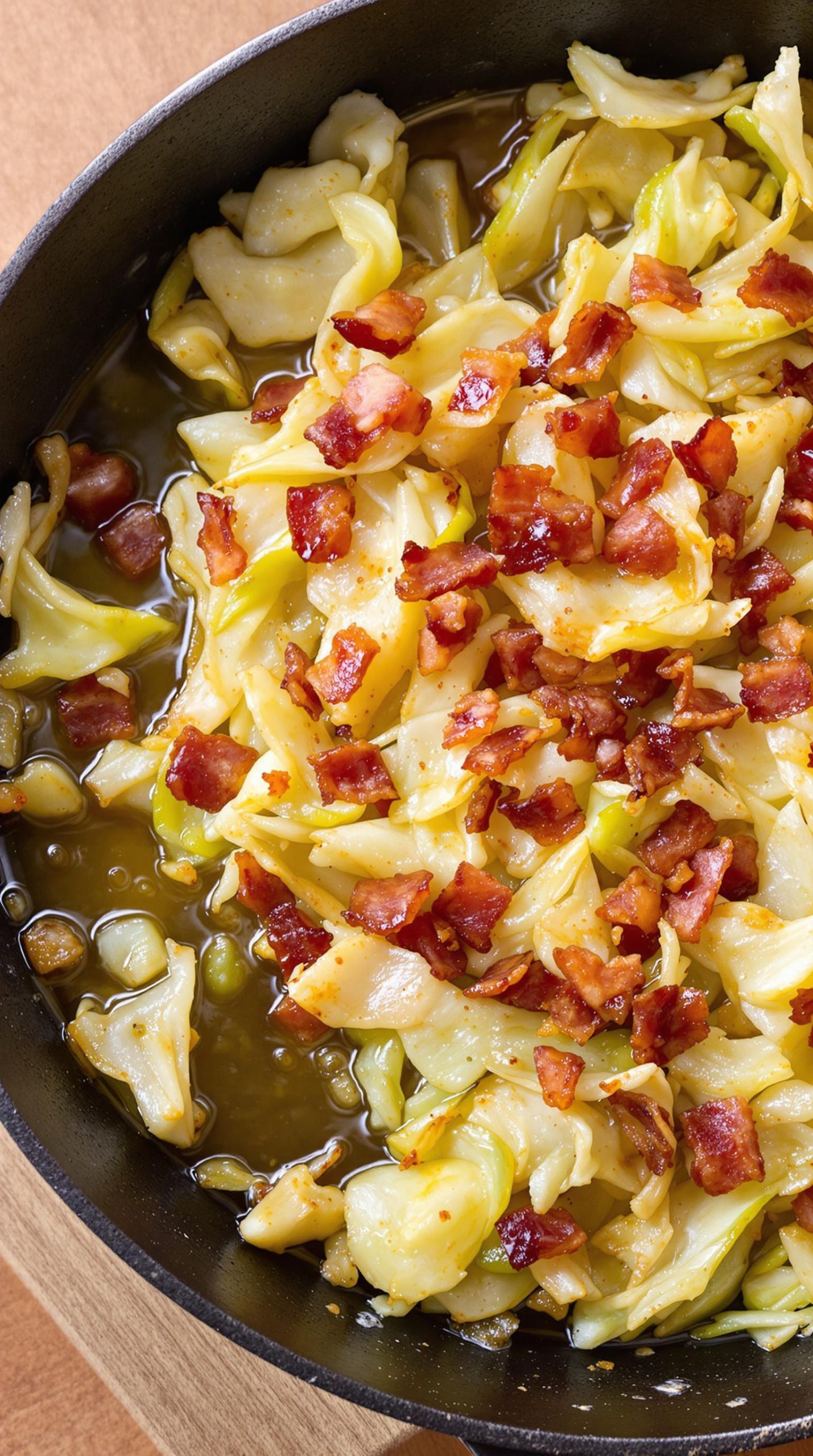 crispy bacon fried cabbage delight