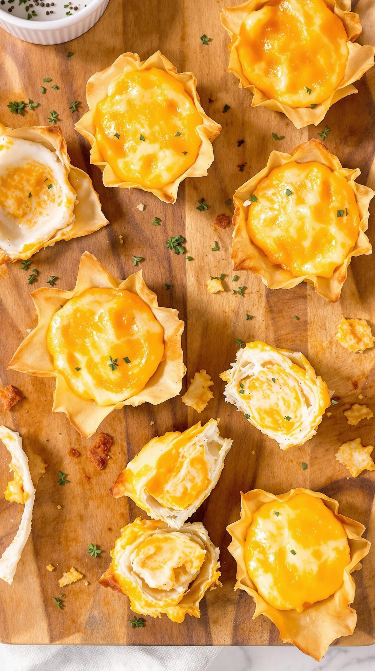 crispy cheese filled wonton cups