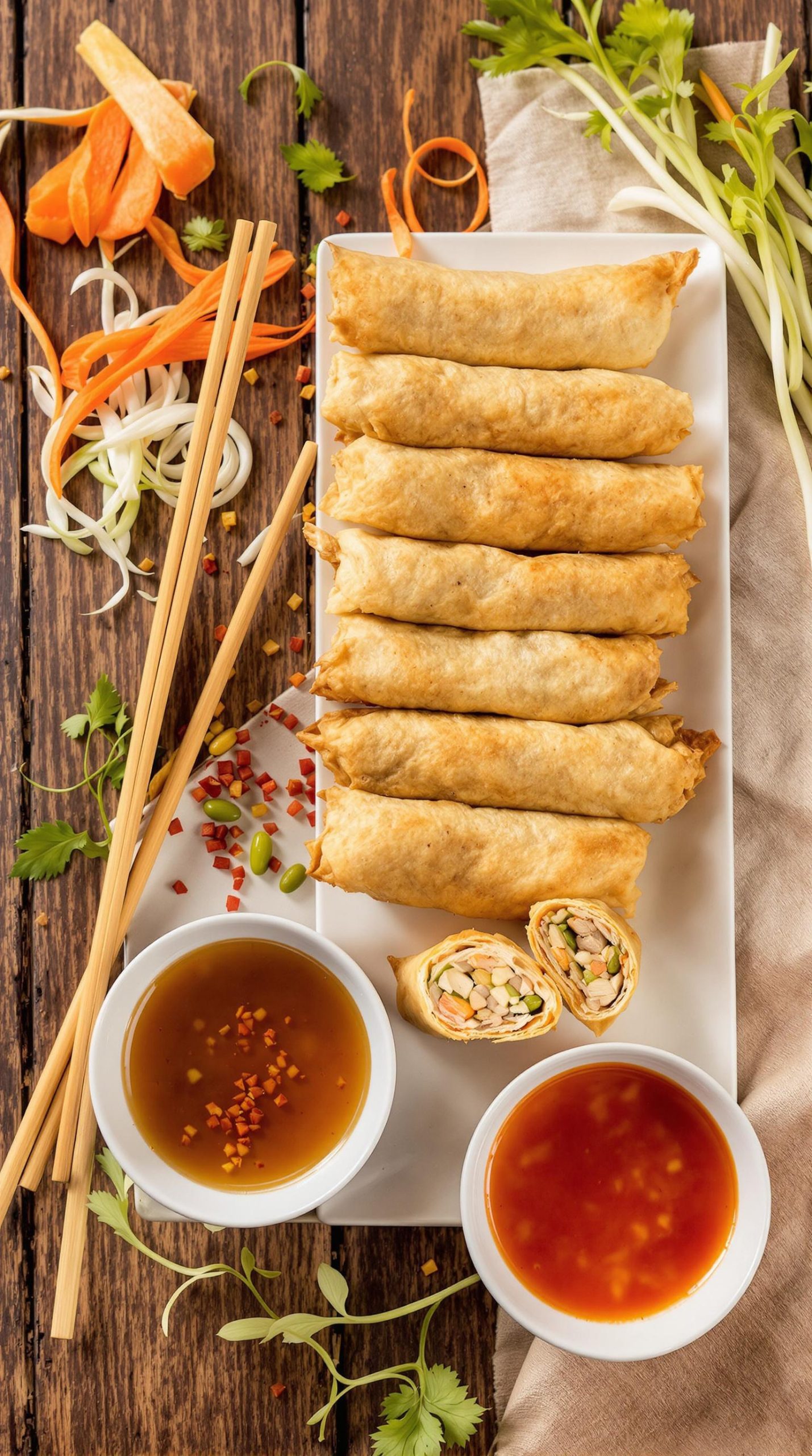 crispy pork vegetable rolls