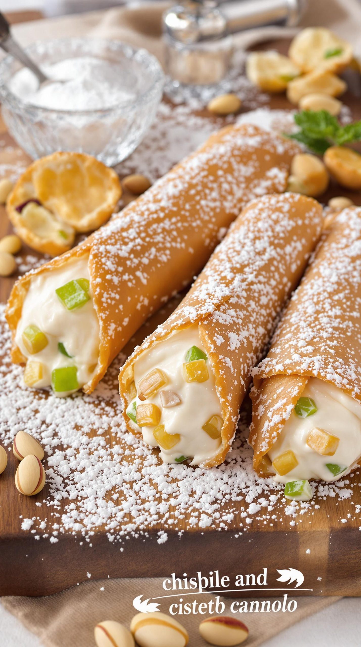 crispy ricotta filled cannoli