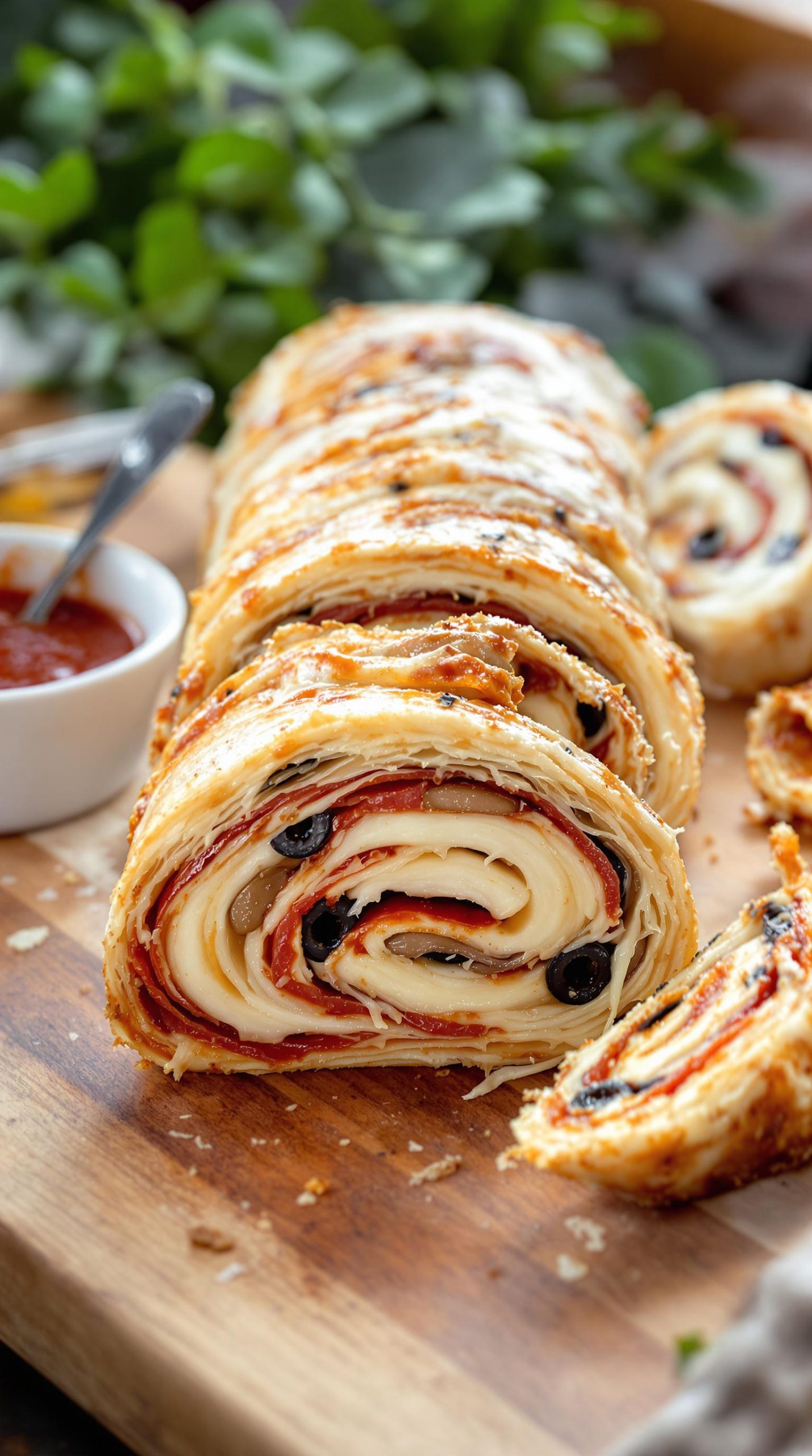 delicious pepperoni mushroom stromboli