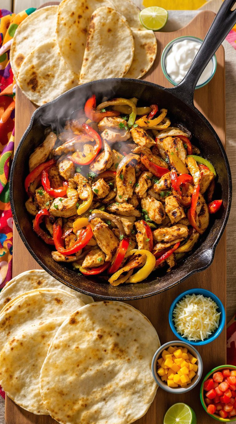 delicious sizzling chicken fajitas