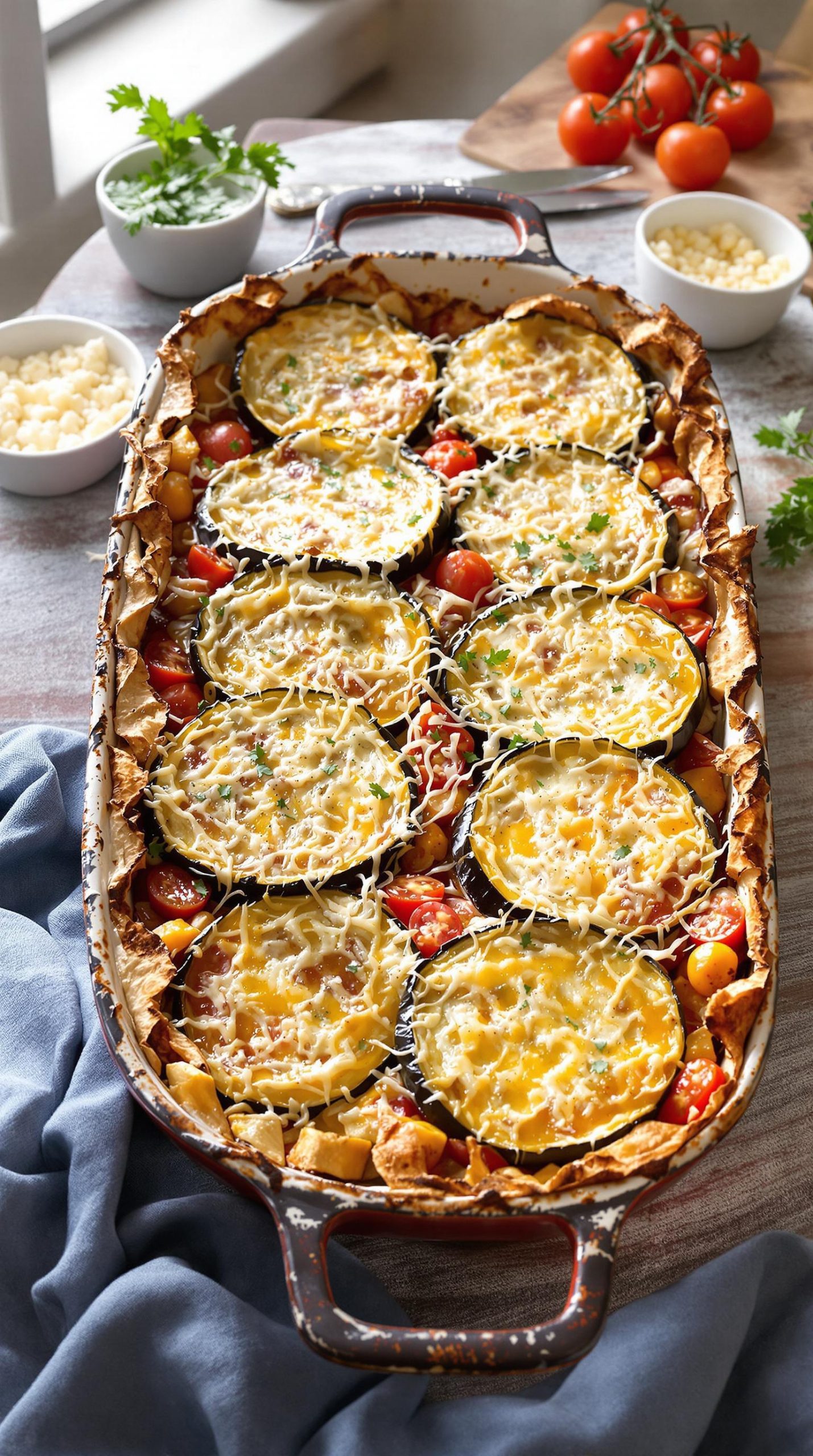 eggplant layered with garlic