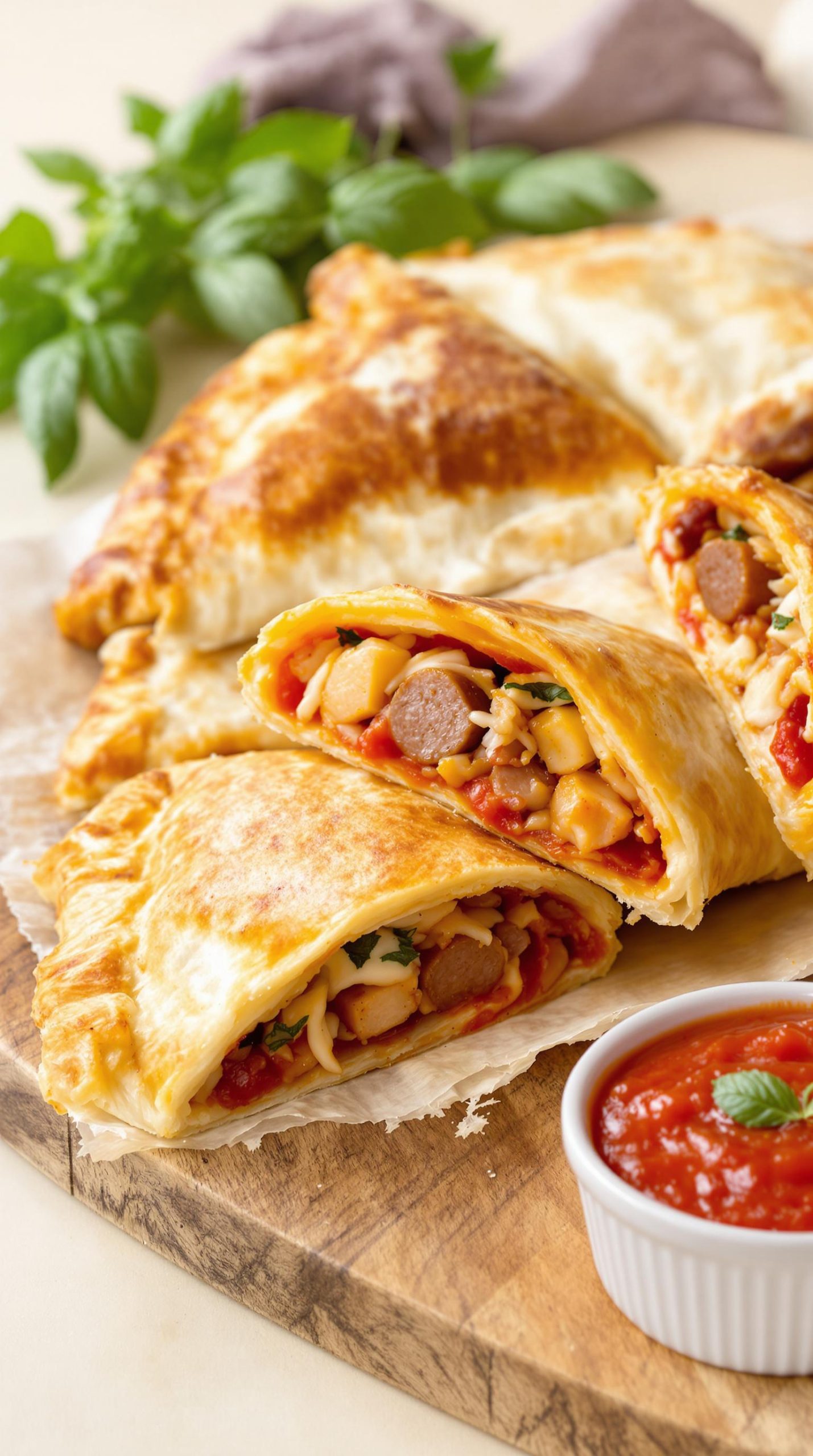 flaky phyllo dough calzones