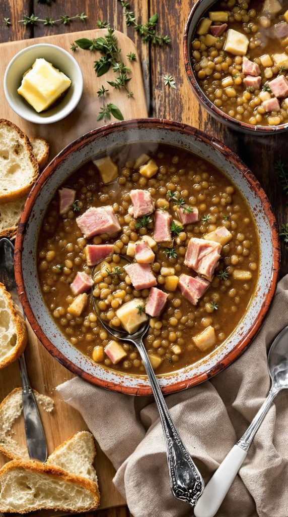 flavorful lentil and ham