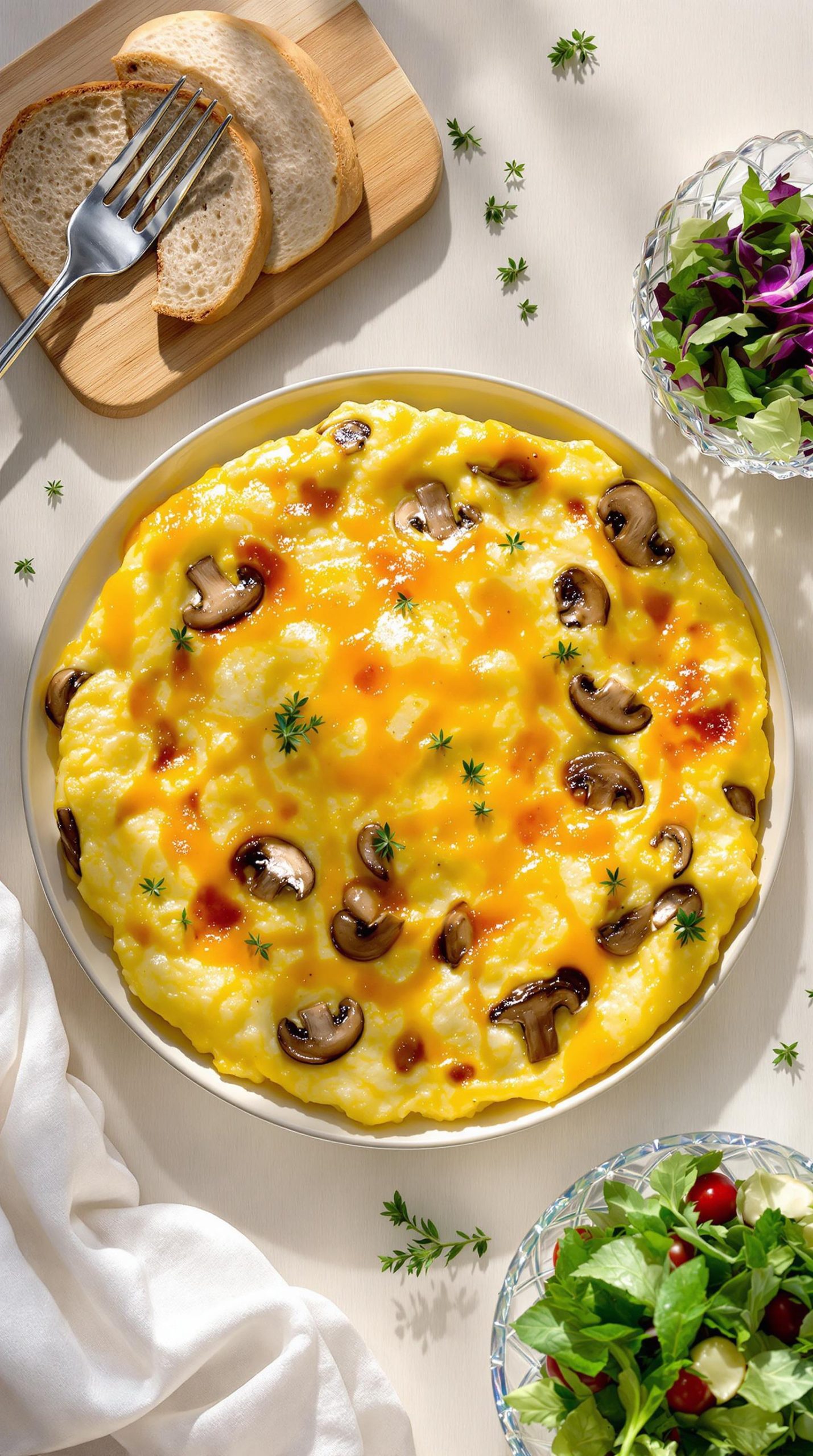 fluffy mushroom cheese omelette