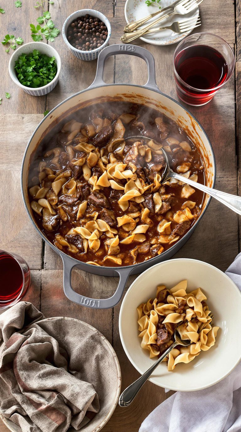 hearty beef and noodles