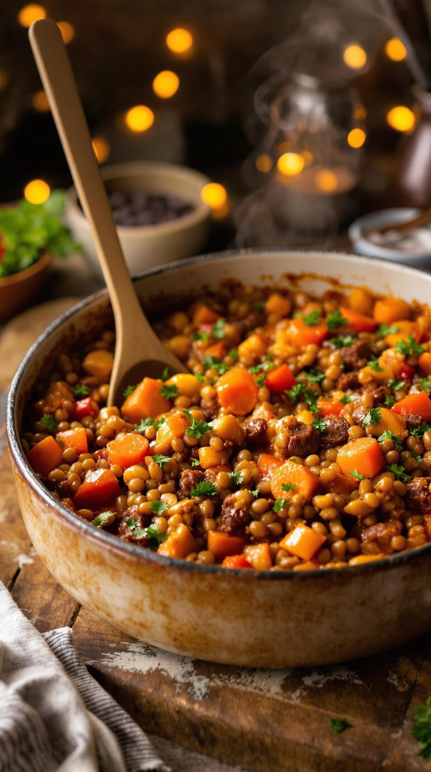 hearty lentil sausage casserole