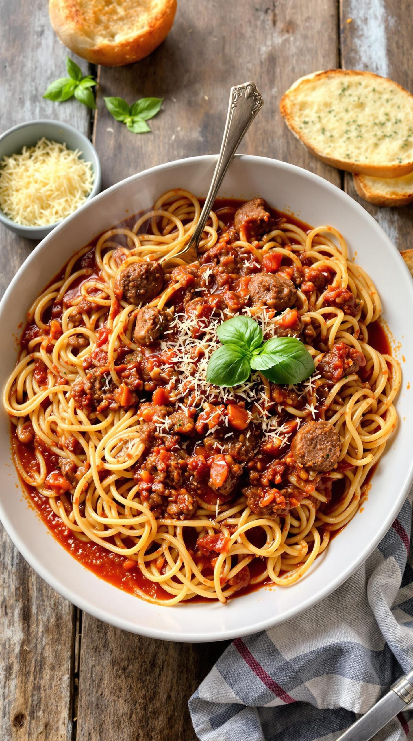 hearty meat spaghetti dish