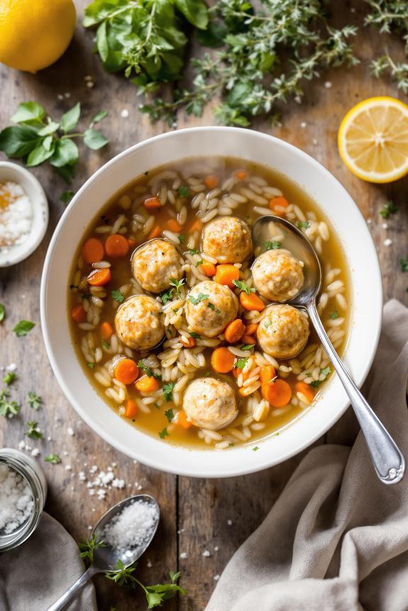 hearty meatball rice soup