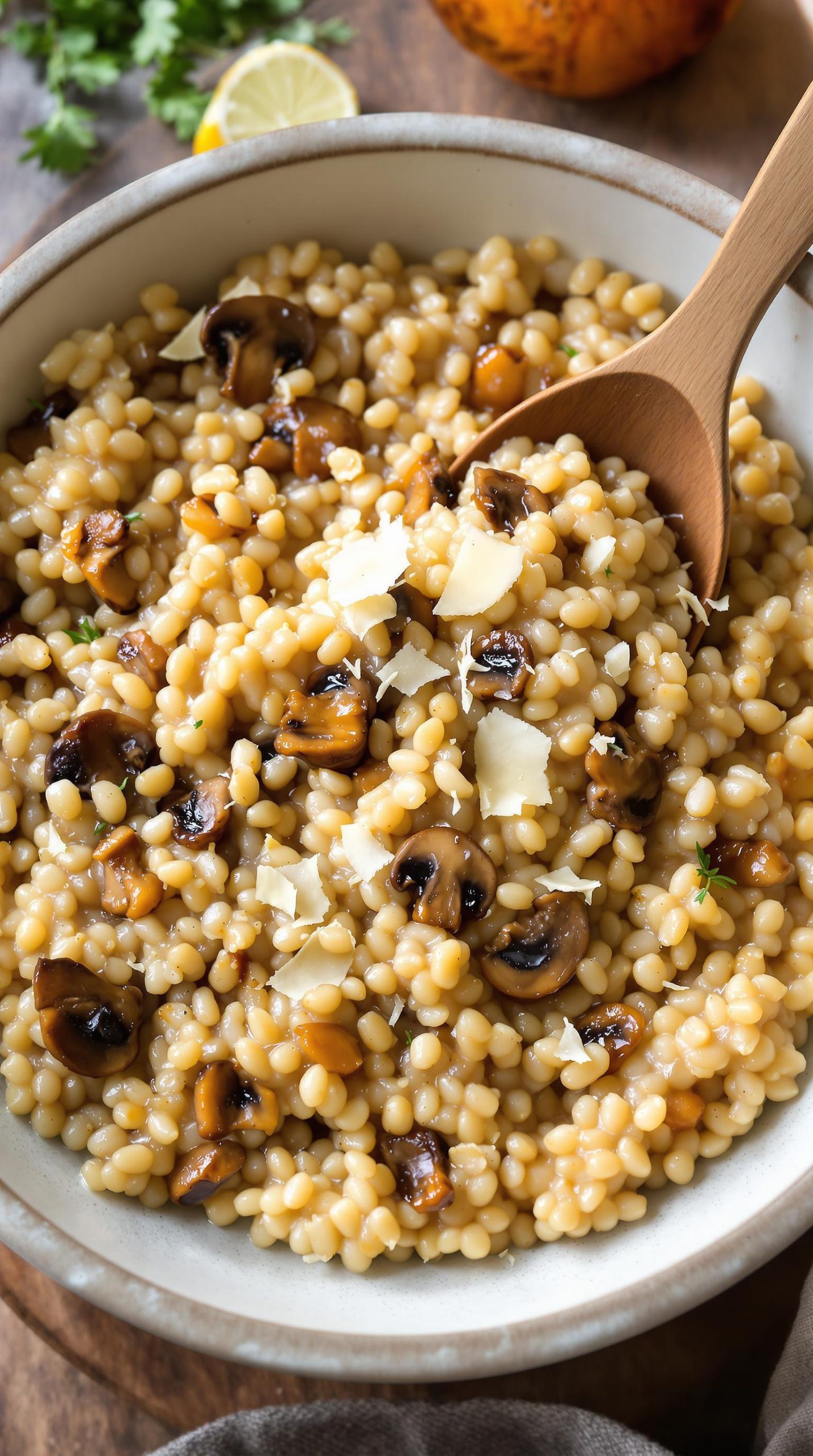 hearty mushroom barley risotto