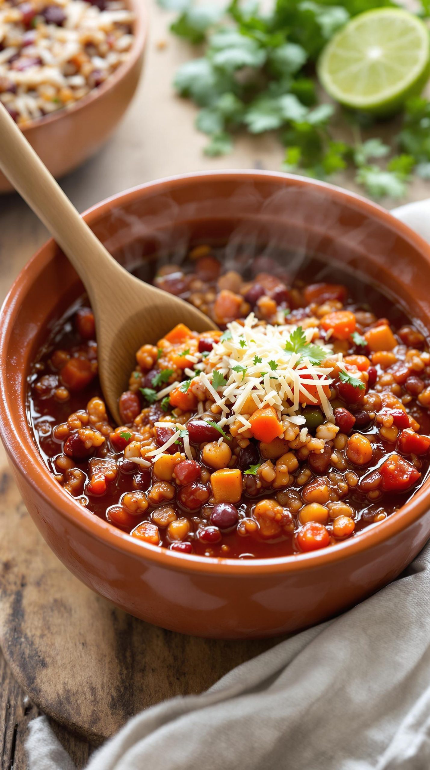 hearty vegetarian bulgur bean chili