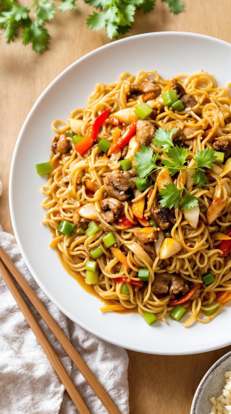 homemade pork chow mein