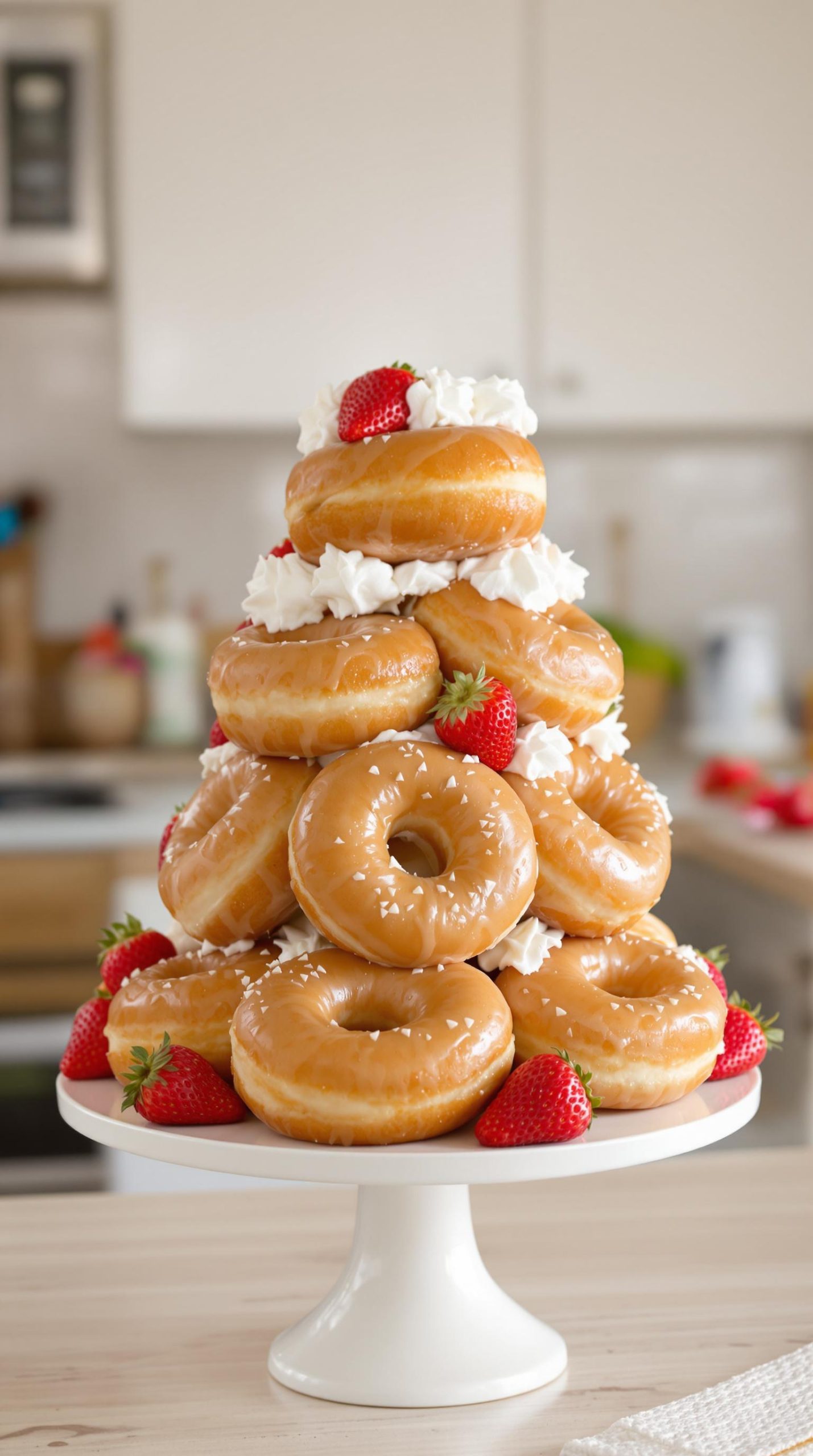 layered donut birthday cake