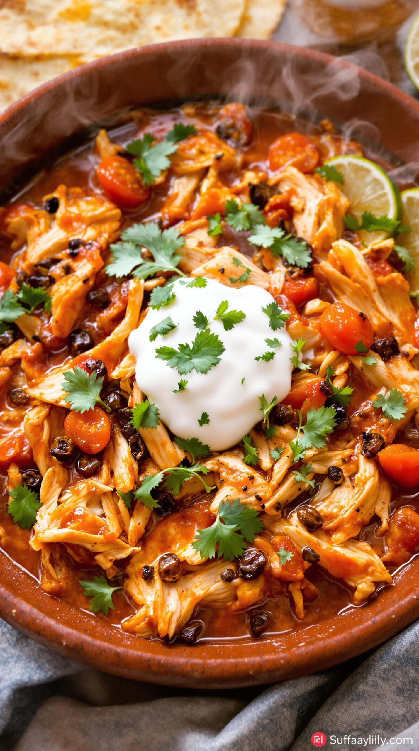 layered smoky chicken tinga