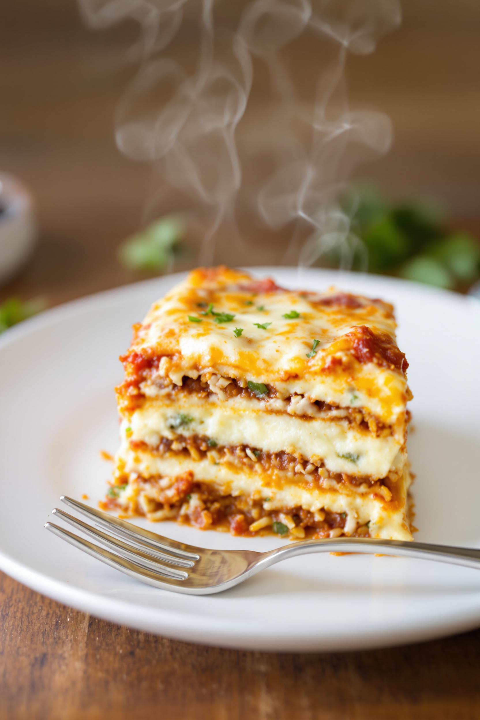 layered three cheese lasagna