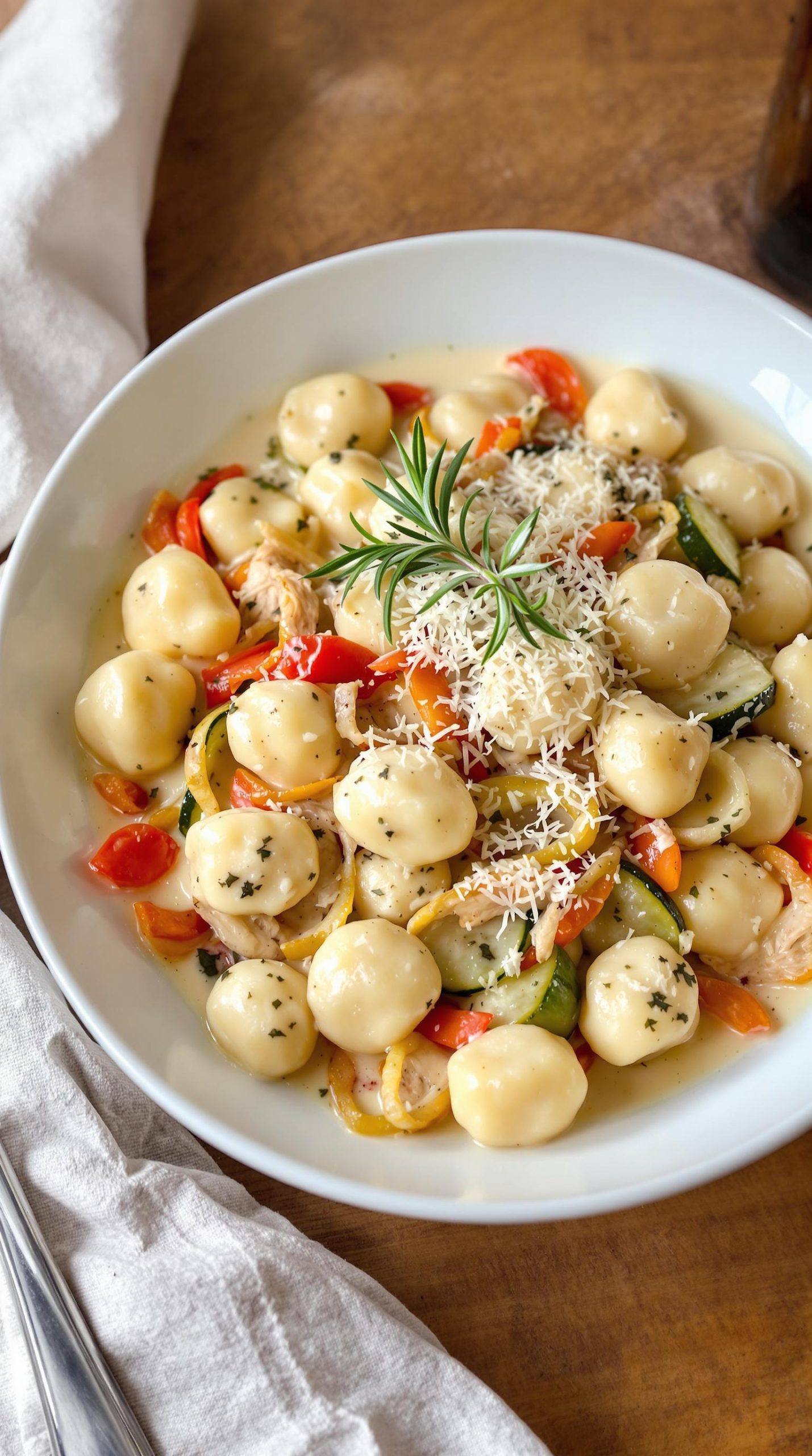 marinated chicken and gnocchi