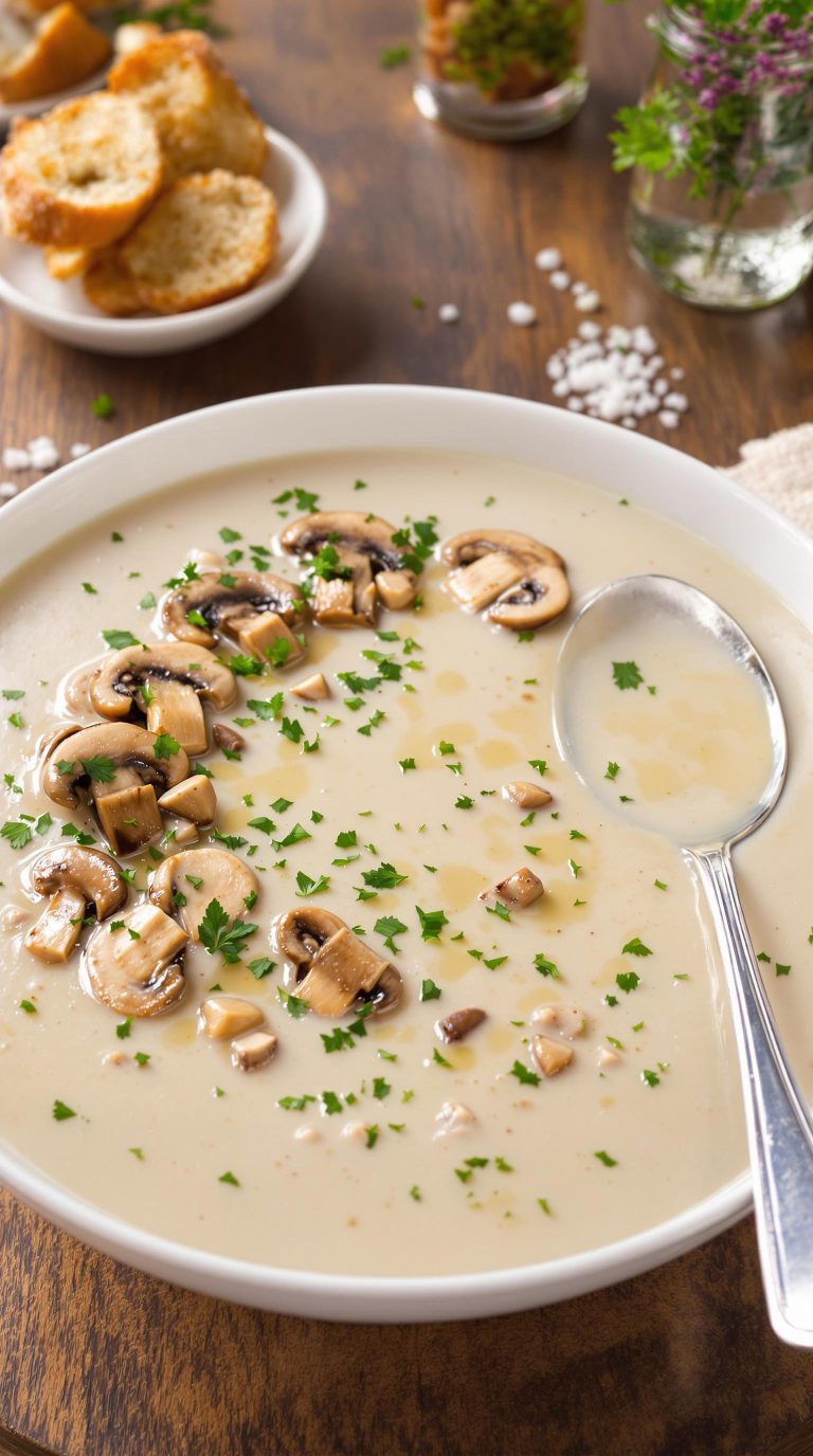 mushroom soup with herbs