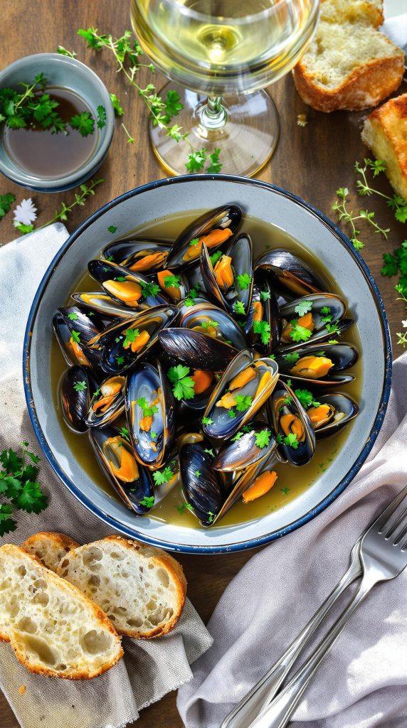 mussels cooked in wine