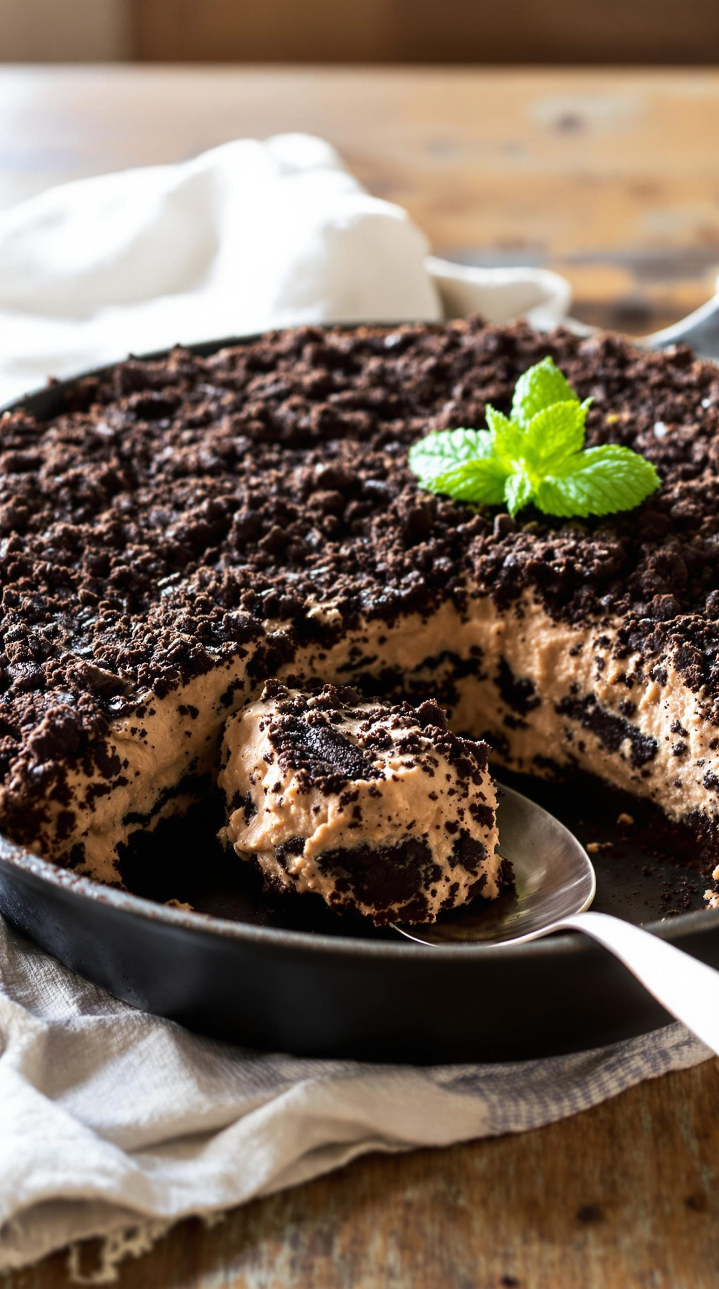 oreo cookie dirt cake assembly