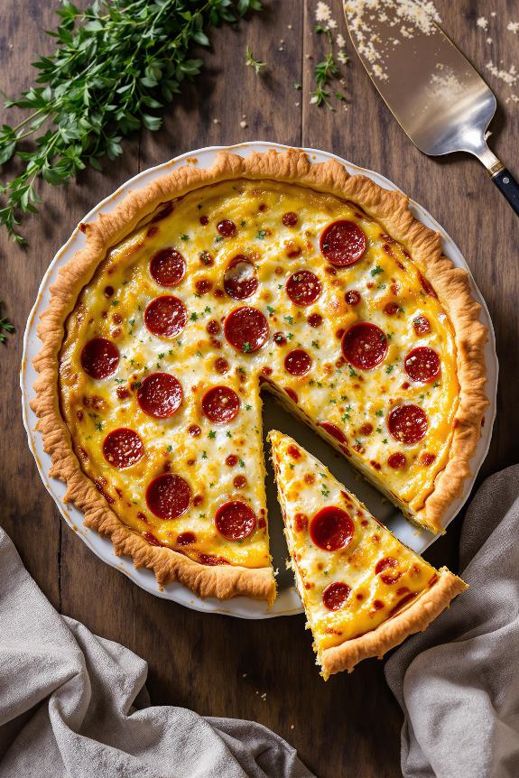 pepperoni swiss quiche preparation