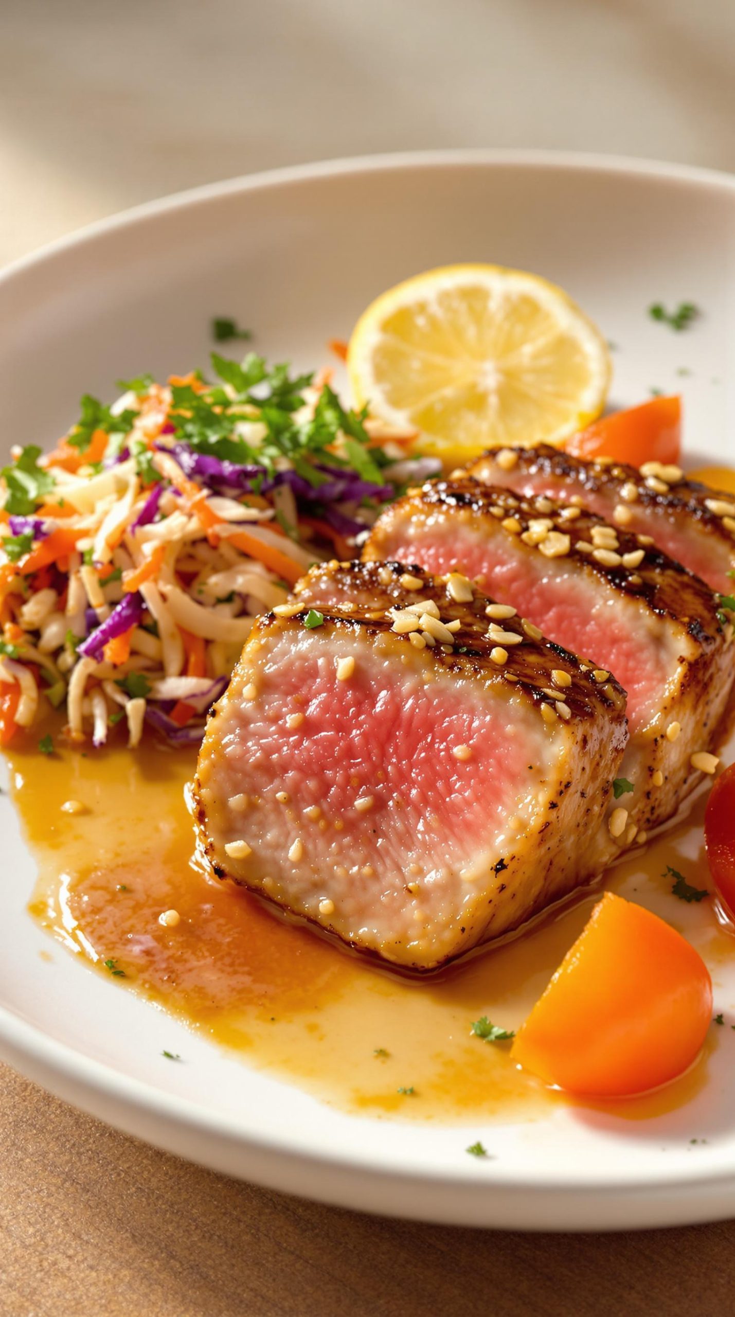 perfectly seared tuna steaks