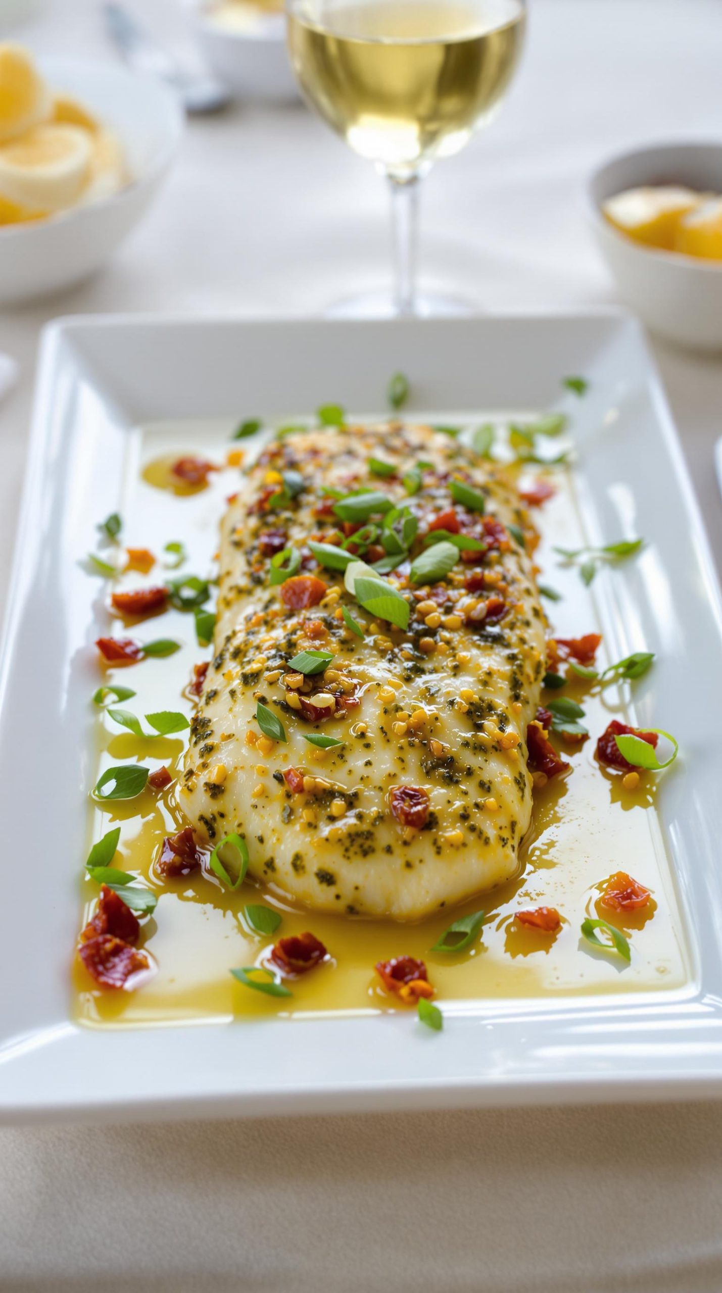 pesto topped chilean sea bass