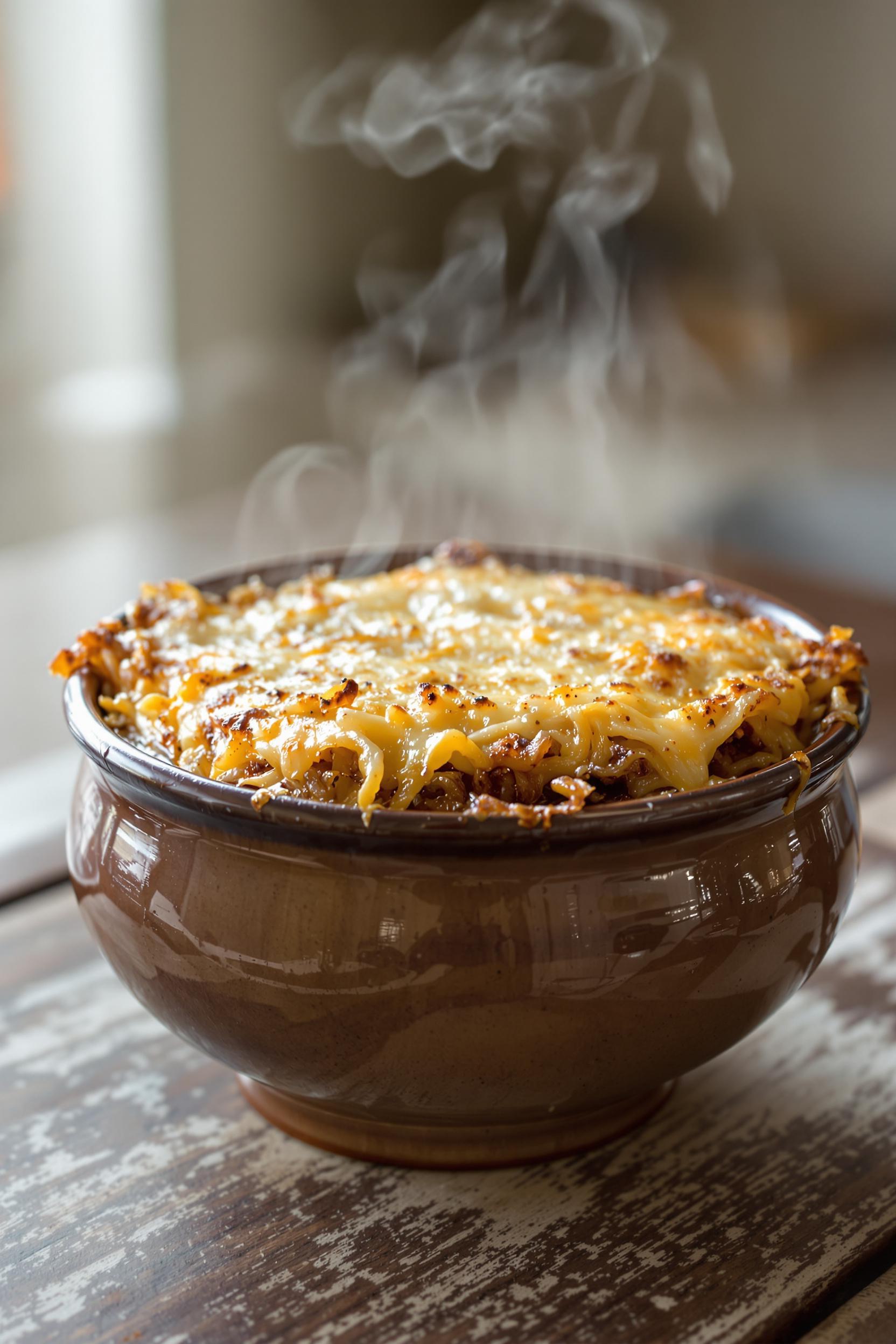 rich layered onion soup