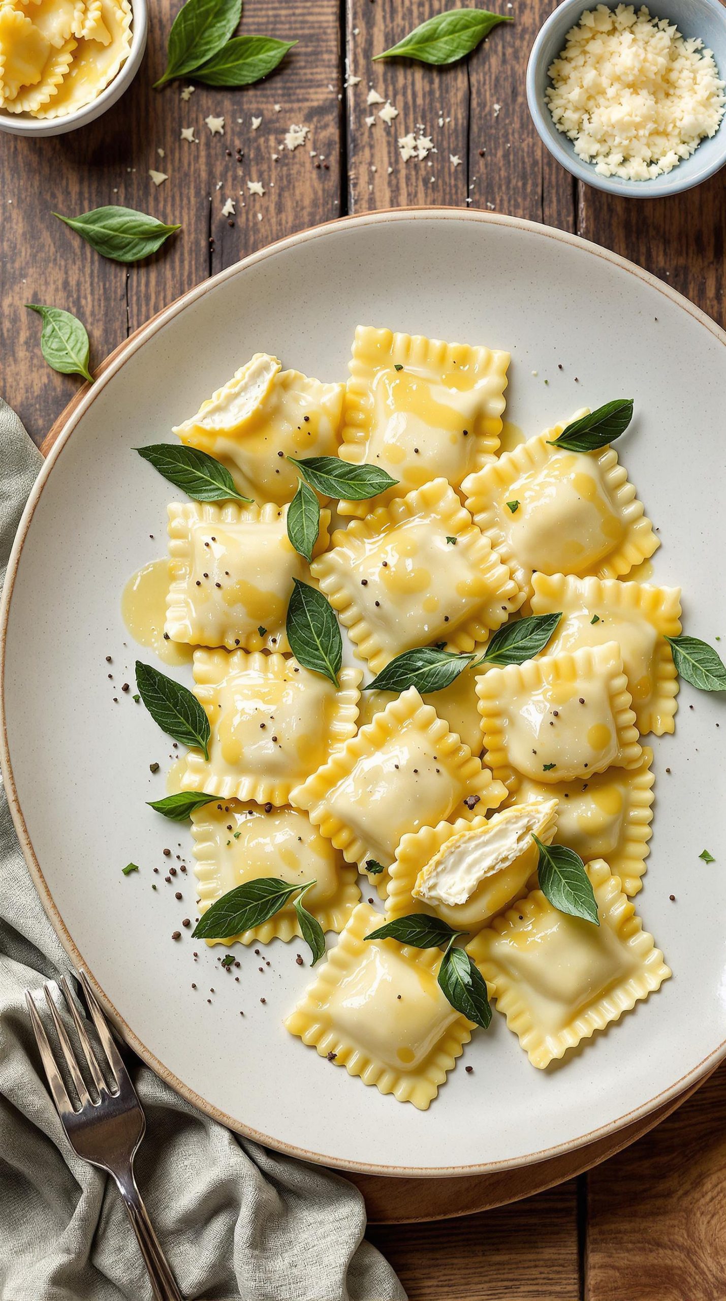 ricotta filled fresh ravioli