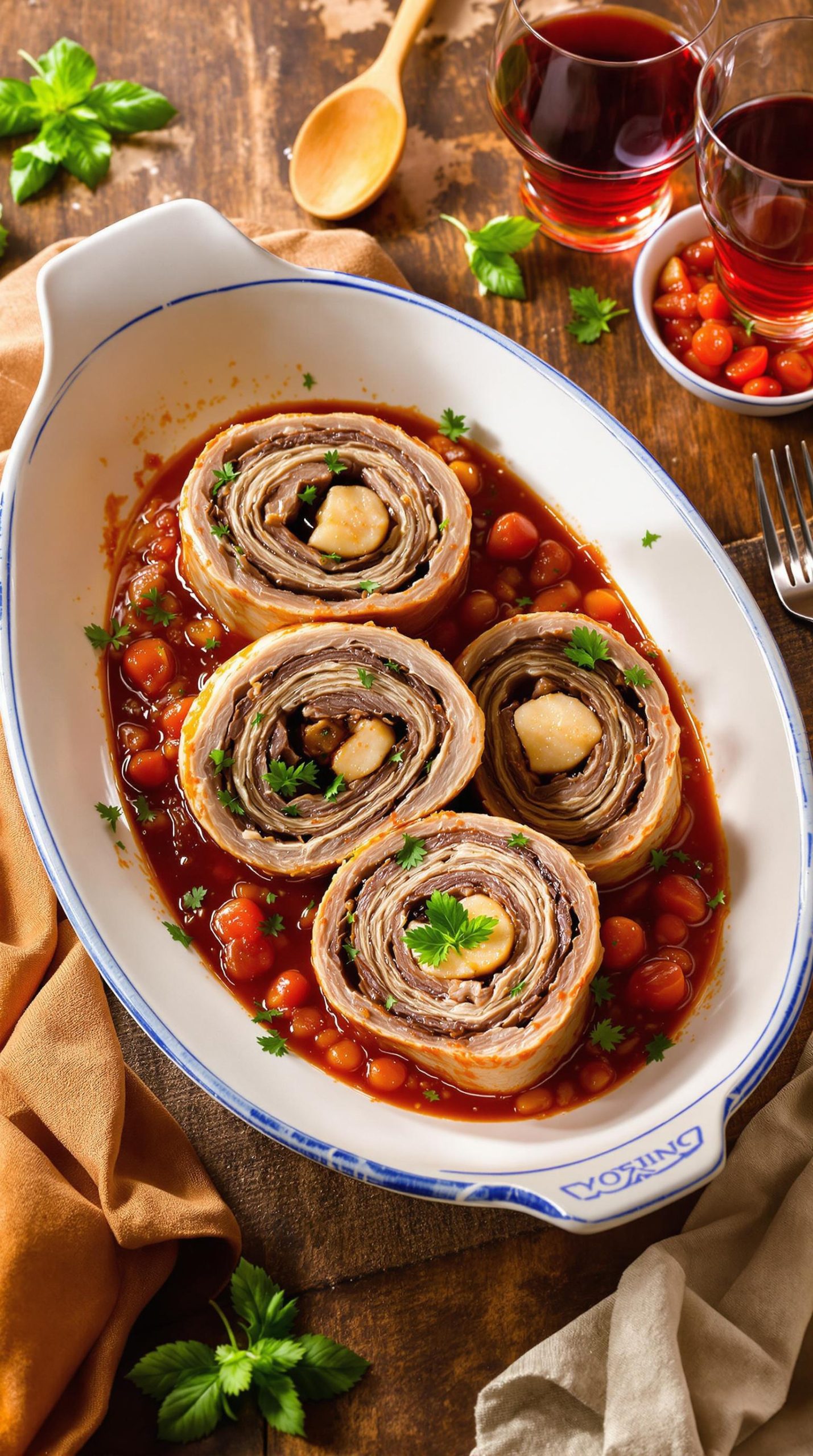 sausage stuffed beef rolls