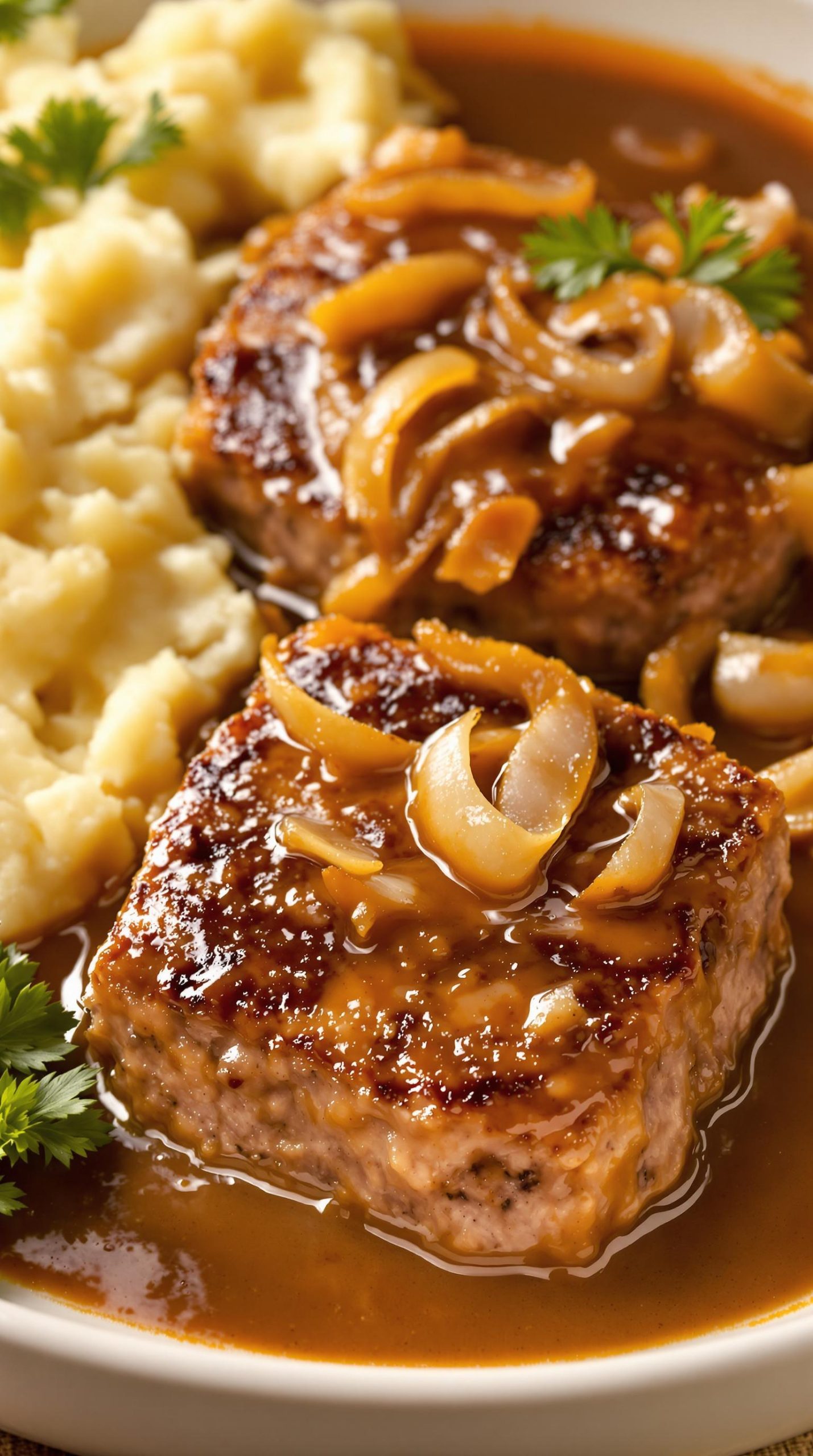 savory hamburger steak preparation