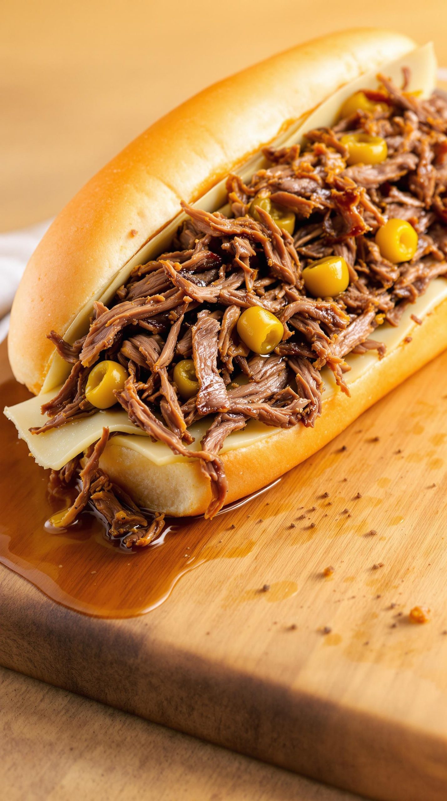 shredded italian beef sandwich