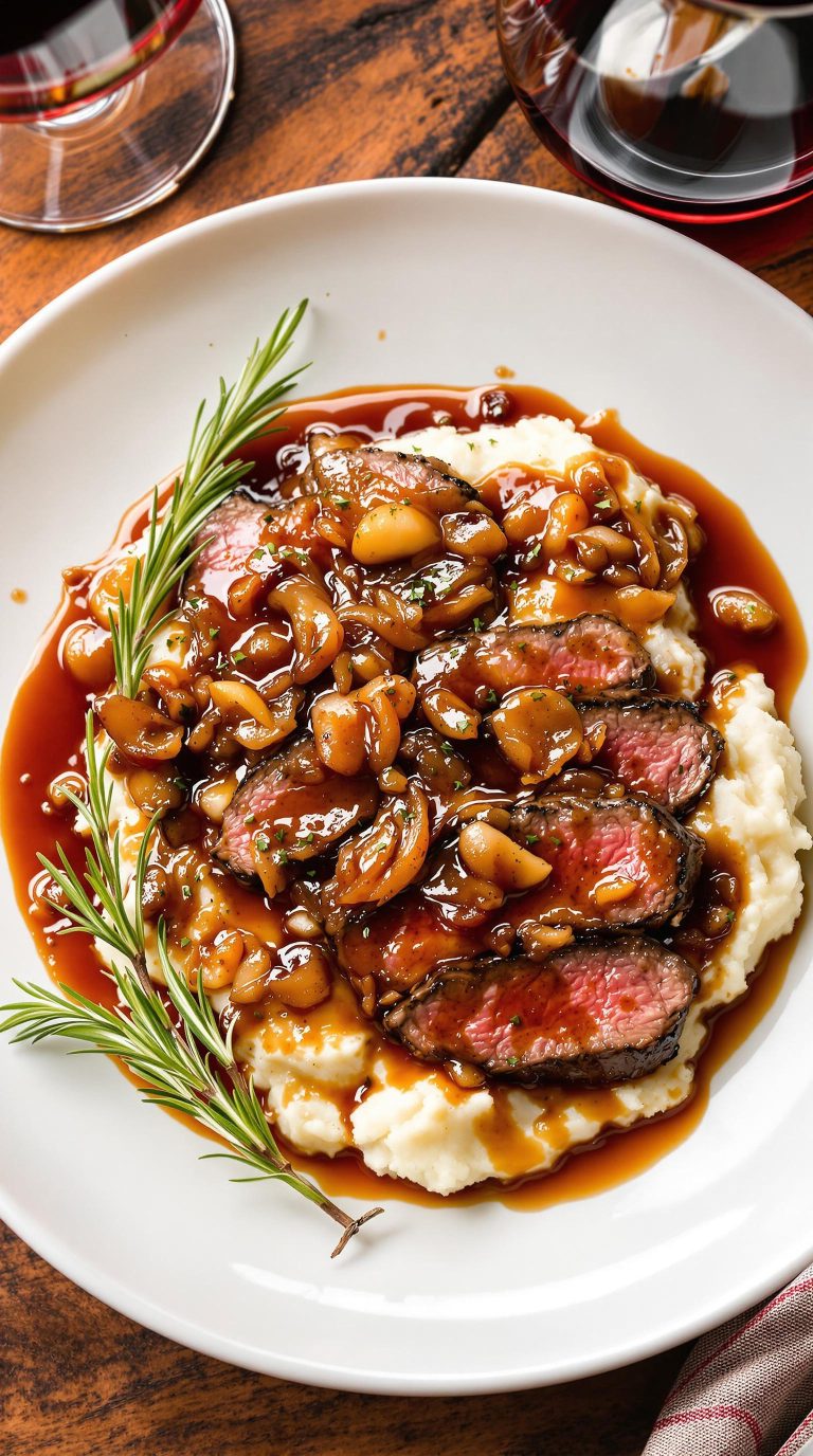 steak with caramelized onions