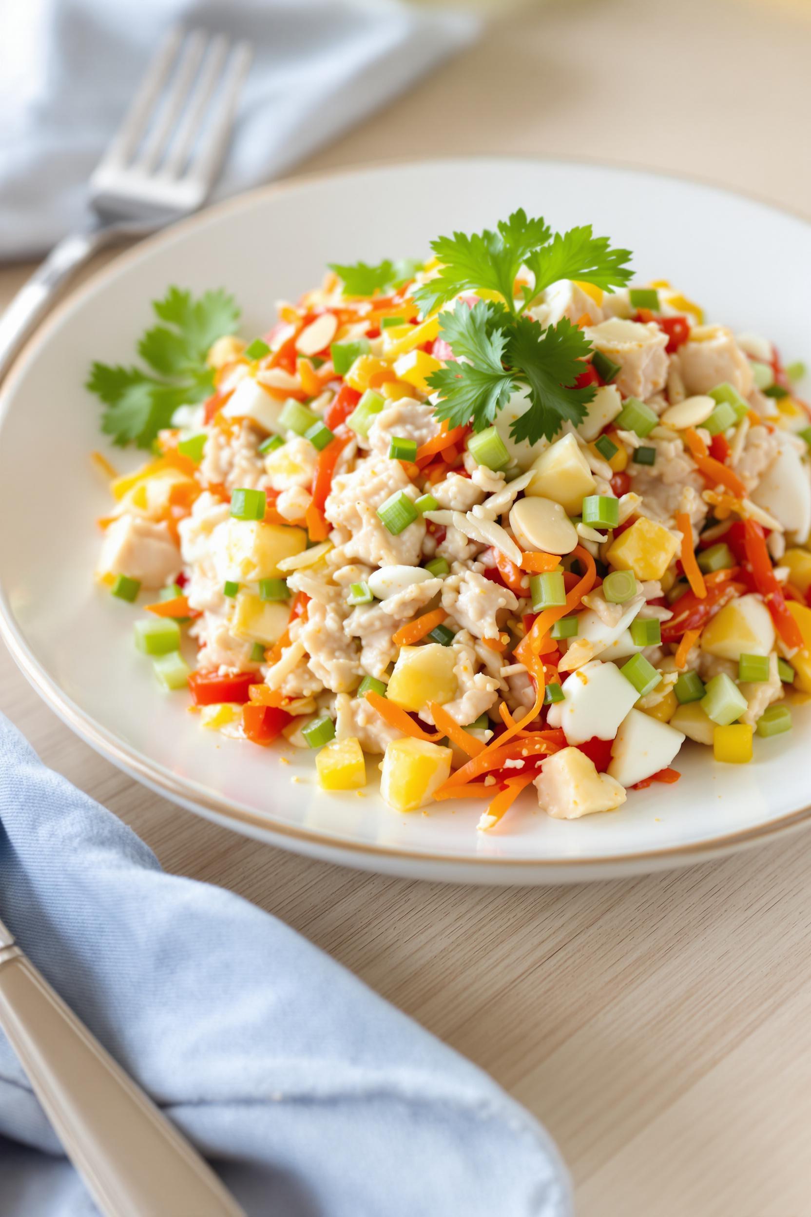 veggie packed tuna salad preparation