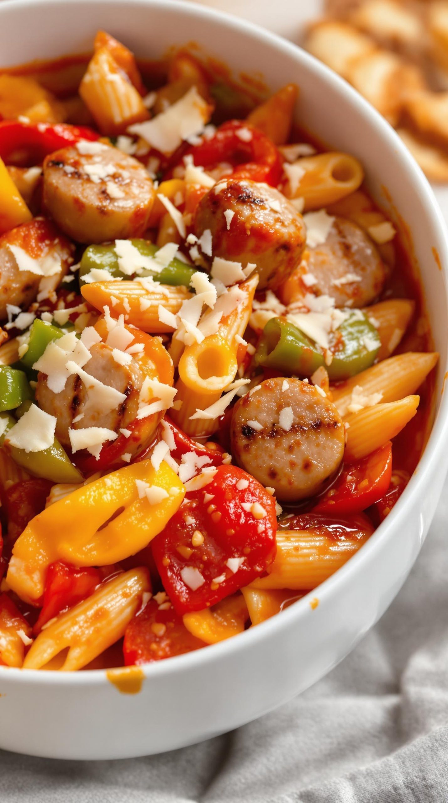 vibrant sausage and peppers dish