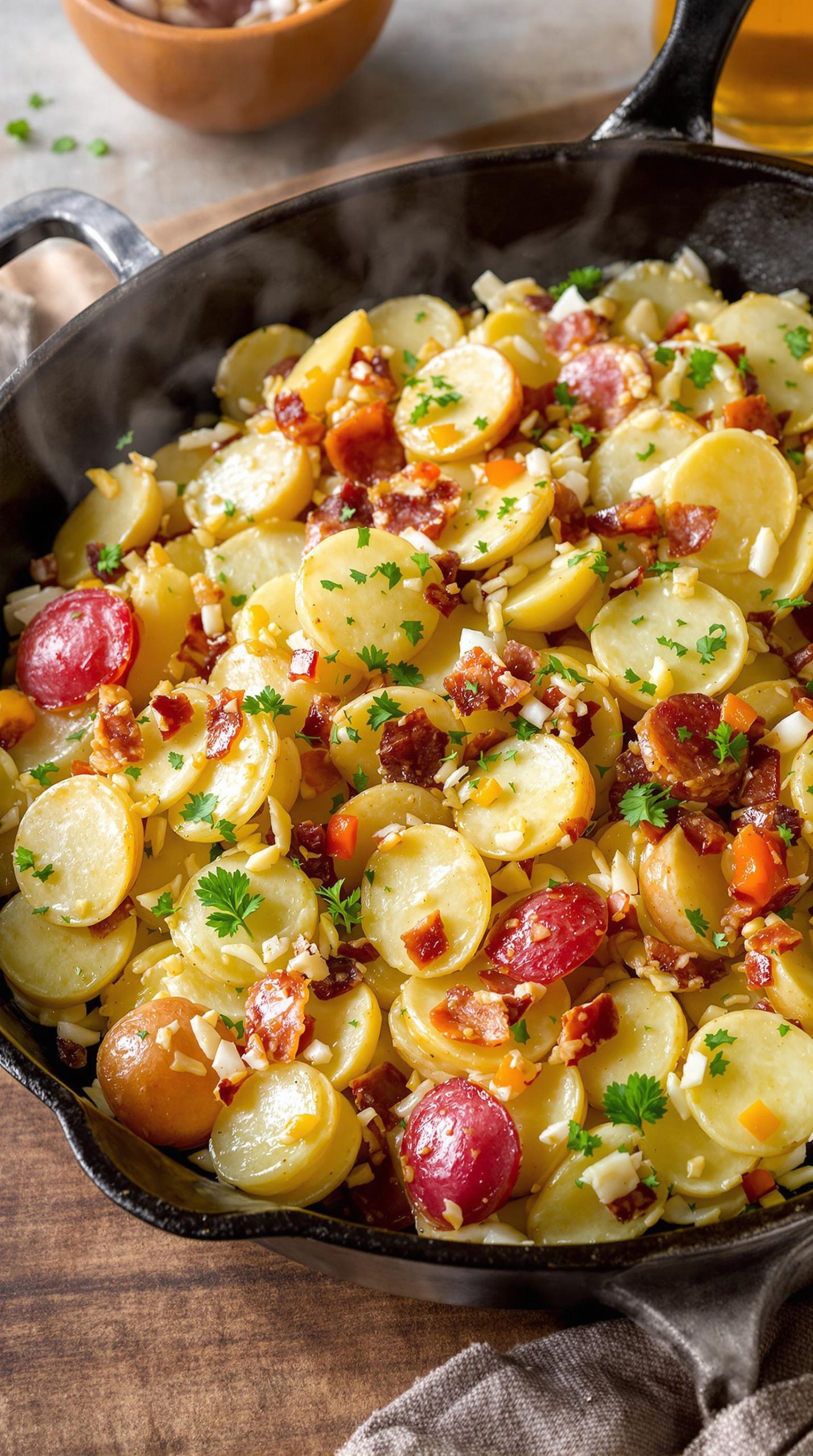 warm tangy bacon potato salad